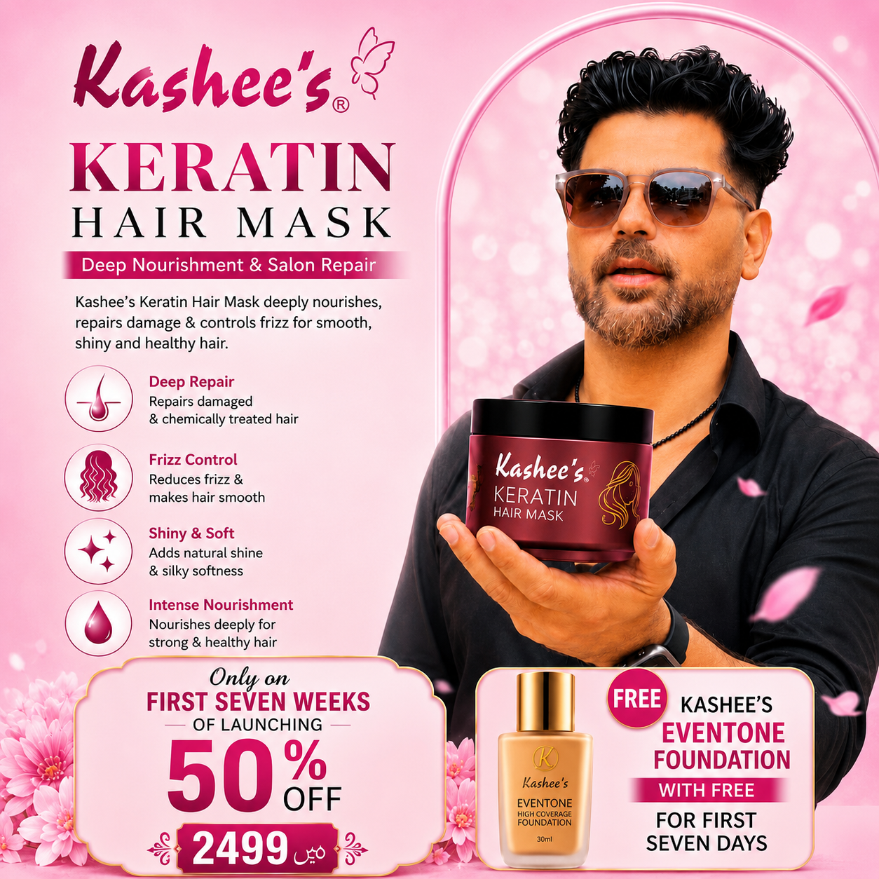 New Launched Keratin Hair Mask By kashees With Free Foundation Gift